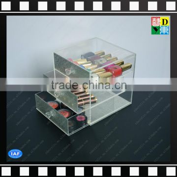 Clear acrylic makeup storage organizer boxes with 3 drawers