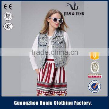 2016 Fashion Detachable Hood Child Denim Vest Kids Jean Vest Waistcoats for Girls photo-4