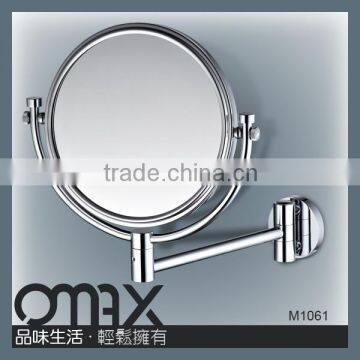 Simple Design Single Arm Two Sides Wallmounted Hotel Metal Magnifying Mirror