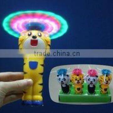 kids plastic toy flashing led Spinning wand with animal handle