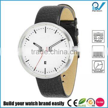 no lugs steel rounded flat glass watch