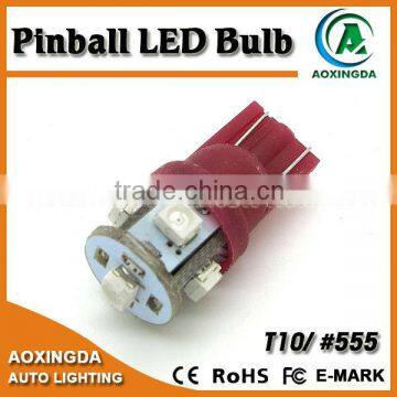 #555 T10 wedge AC DC 6.3V LED pinball 3528 5smd red