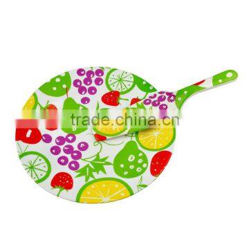 colorful cake plate,beautiful color cake plate with knif,pizza plate with knif