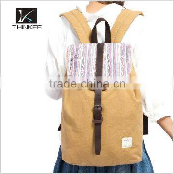 Khaki Canvs School Backpack Sports Bag for Girls photo-2