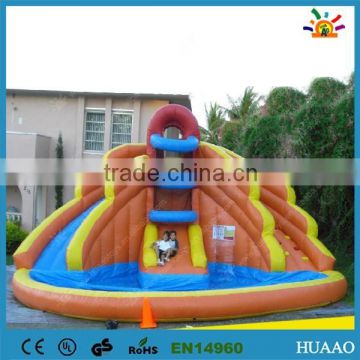 2015 giant floating inflatable pool slide with climbing wall