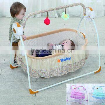 Manufacturer Electric Foldable baby Crib Rocking Bed ,swing baby bed with remote control and mosquito net