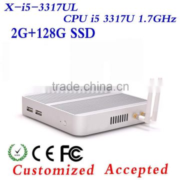 Hot X-I5-3317UL 3317U 1.7G HZ 4G RAM 32G SSD Mini Pc Ubuntu Fanless i7 Linux PC Support Win 7 XP System