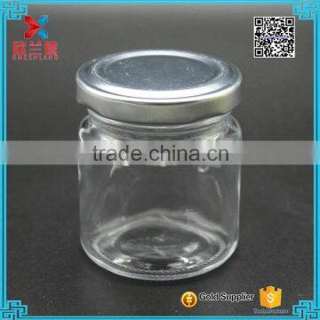 wholesale 70ml stock clear Spicy sauce glass packaging with screw silver cover