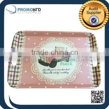 Eco-friendly Bamboo Fiber Custom Printed Square Carrying Serving Tray With Handles