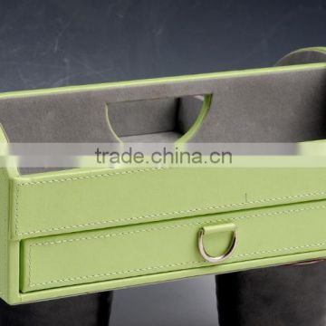 Hot sale office leather storage box for desktop sunderies