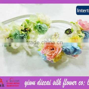 Vivid Flower with Bead Center Decorated Flower Hairband