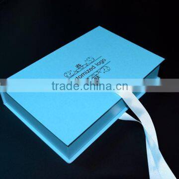 Top Sale Blue Small Folding Gift Hat Shoe Box With Ribbon Close photo-6