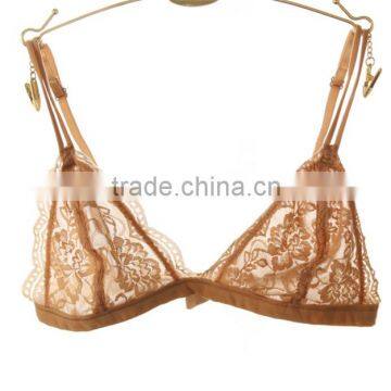 Female sexy comfortable No rims ultra-thin transparent lace triangle sleep bra cup