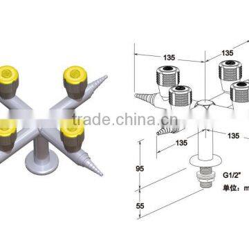 Laboratory accessories 4-ways brass gas cock/faucet/tap/outlet