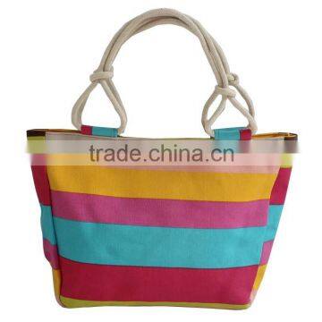 2014 latest design canvas lady bag striped handbags