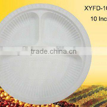 biodegradable disposable eco-friendly10 inch three compartments plates