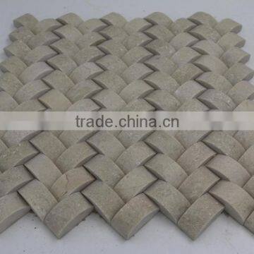 Jura Beige Marble Mosaic, Basket Wave Mosaic Tile photo-3