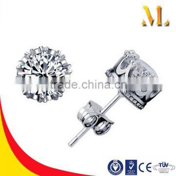 MLSE-008 Natural zircon stone four colors unique silver crown single stone earrings