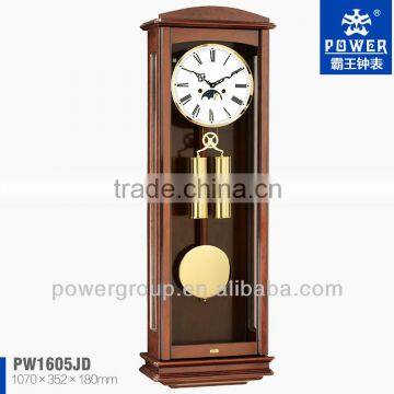 Roman Numberals dial with Moon Phase wall clocks for home decoration Solid wood case Good quality PW1605JD