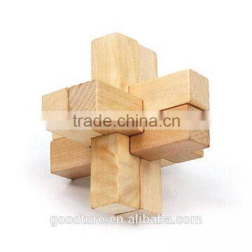 Wooden IQ Intelligent Puzzle Kongming Lock Brain Teaser Six Port