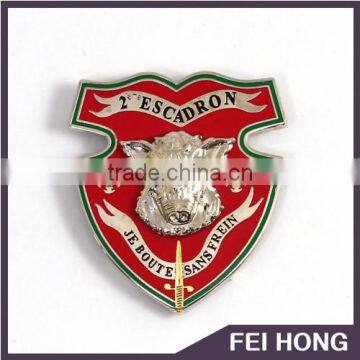 High Qulaity shield shape 3D embossed pin badge