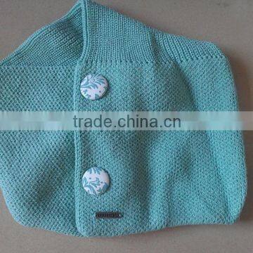 Fashion Unique Acrylic-Angora-like Yarn Knitting Short Neck scarf With Buttons For Girls Ladies