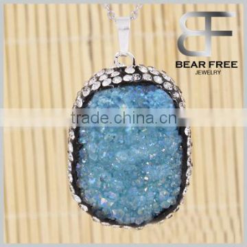 Exaggeration Irregular Natural Drusy Necklace Pendant for DIY Jewelry Agate Stone Pendant