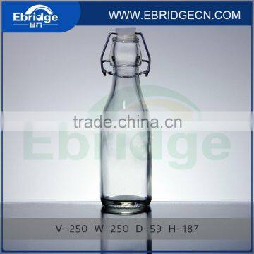 250ml swing top clear glass drinking beverage bottle