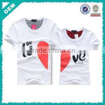 Top quality 100% cotton personalized t shirts, lovers matching print t shirts, love couple t-shirt design