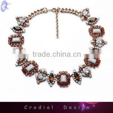 2014 Saudi Gold Jewelry Trendy Design Crystal Necklace For Sale