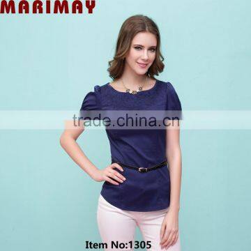 OEM factory design embroidery elegant ladies casual tops blouses 2015