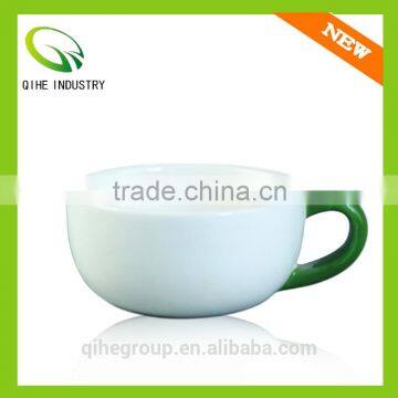 Solid color ceramic tea cup with color of white&red