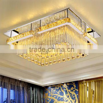 AC110-240V Rain Drop Modern Ceiling Lamp Square Shaped Luxury Crystal Ceiling Lights