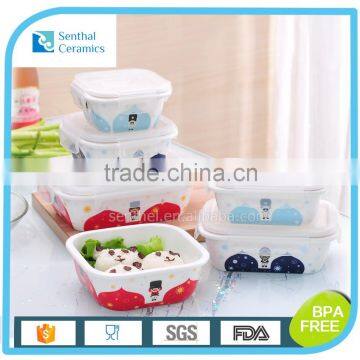 Porcelain food container 6 sets with lock for kids