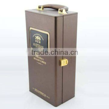 Luxury wood wine box for single red wine bottle with handle and lock