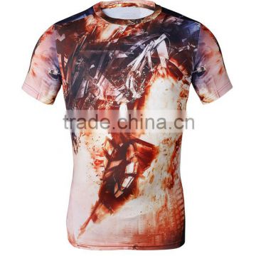 all over print tshirt men fitness shirt rounded hem t shirt