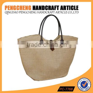 Hot sale natural stripe shopping tote bag