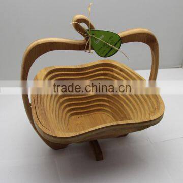 apple fruit shape folding bamboo basket