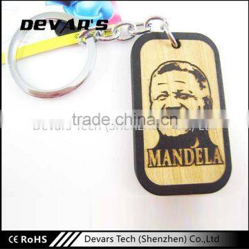 Fashion wooden style keychains with different human head portrait