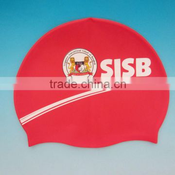 Fashionable eco-friendly Adult / Kid sizes customized logo printed waterproof soft silicone rubber swim cap