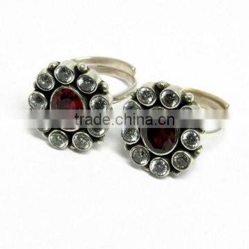 Make A Wish !! Red CZ_White CZ 925 Sterling Silver Toe Ring, Sterling Silver Jewelry, Handmade Toe Rings photo-4