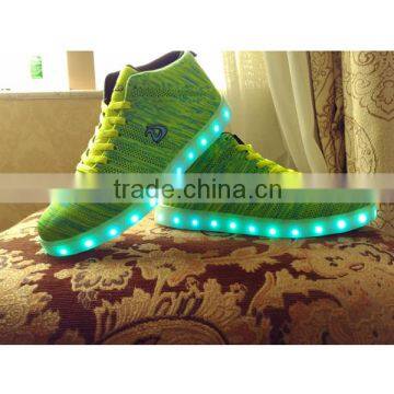 2016 Canton Fair Hot Sale Fashion Knit Upper LED Light up Shoes