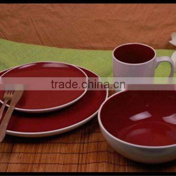 chocolate and white color glaze stoneware tableware made in China 16pcs ceramic dinnerware color glaze stoneware dinner set