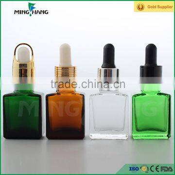 15/30/50ml square colord glass dropper bottle for essential oil