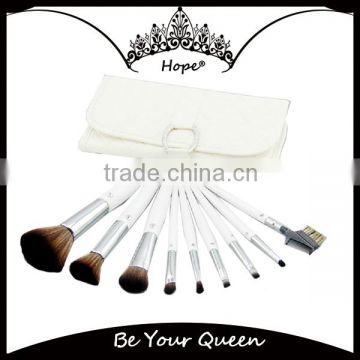 9pcs White Makeup Brush Set with PU Diamond Pouch