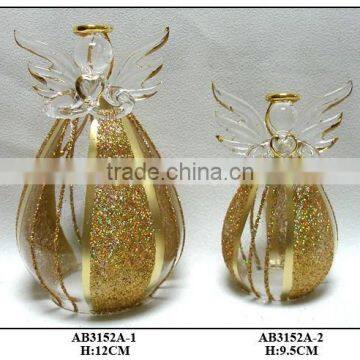 Chirstmas Golden Glitter Hanging Glass Angel