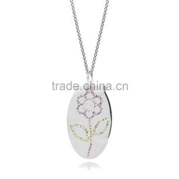 14K Silver Plating in Silver/Brass With Customize Design Botanical Theme 'Sunflower' Drawing With Different Color Crystal photo-1