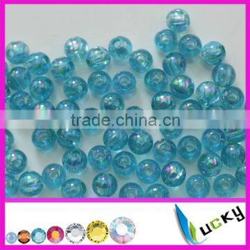 aquamarine ab color Round Acrylic beads colorful ab effect transparent Beads with two holes 3mm to 16mm