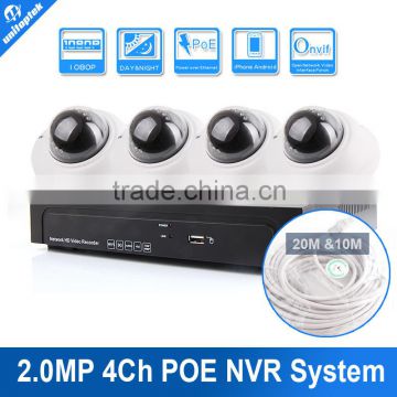 IP Security Camera System 4CH 1080P POE NVR IP Camera Kit 4Channel POE Record Playback Vandal-proof Indoor IP Camera