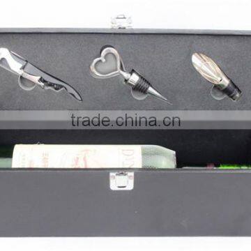 luxury leather box wine opener set made in china